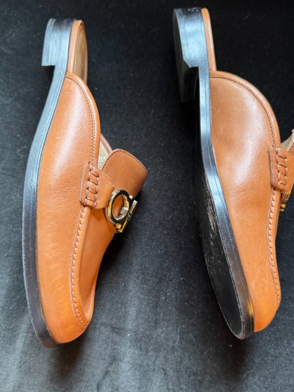 Salvatore Ferragamo Leather Tan Viggio Mules/Slides/Loafers Size 7.5C - Picture 6 of 6